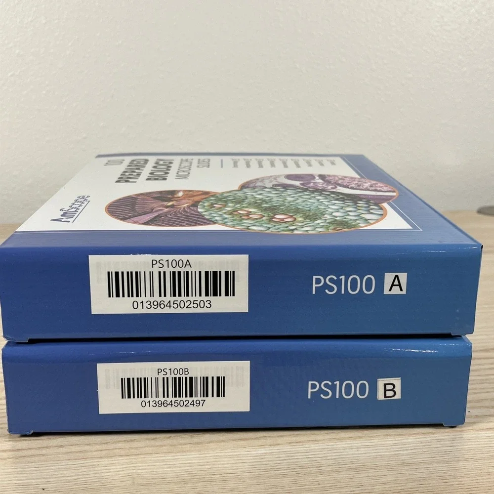AmScope PS100 Homeschool Biology Prepared Microscope Slides - Set A + B - 200